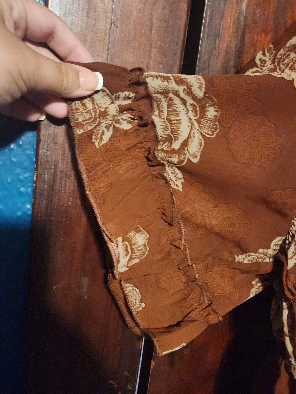 TORRID Mossimo Supply Co. Brown Tunic with Cream Floral Print - Picture 2 of 4